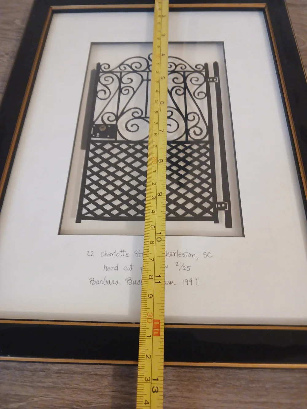 Framed Gate Art -Charleston Gates- Hand Cut Paper- Artist Signed 97